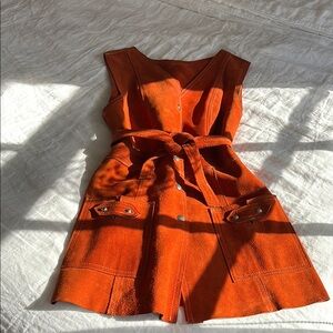 Vintage suede orange vest/ dress with matching belt. Size medium~M